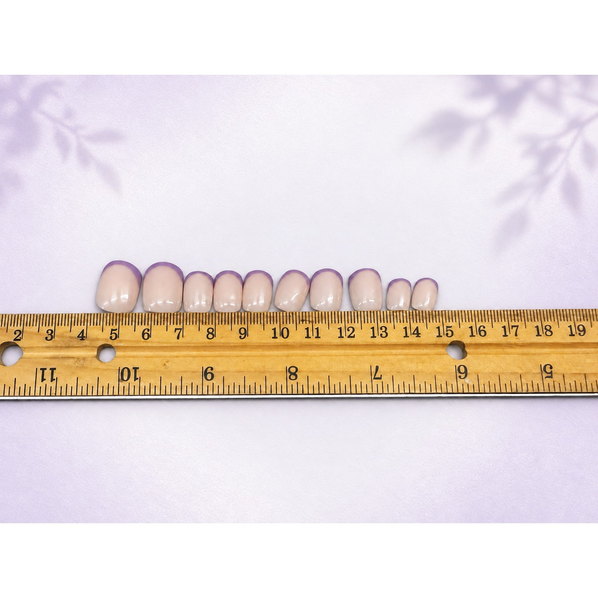 Purple French Manicure Sport Length Squoval Nail Set-Medium