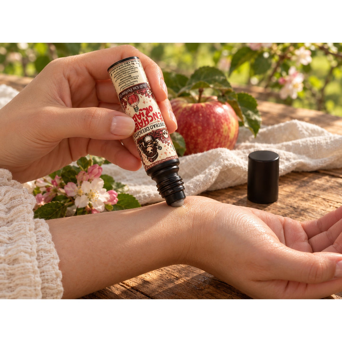 Enchanted Orchard Roll On Perfume Oil, Apple Floral Vanilla Scent, Handmade, 10 mL