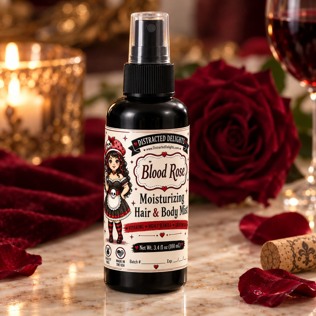Blood Rose Moisturizing Hair & Body Mist Spray 3.4 oz Handmade