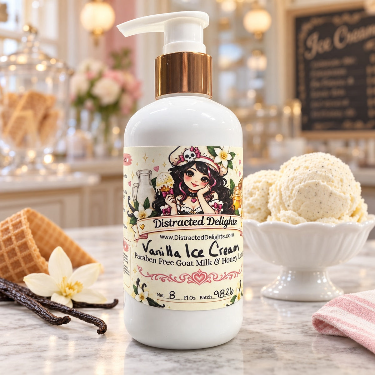 Gourmand Vanilla Ice Cream Paraben Free Goat Milk & Honey Lotion
