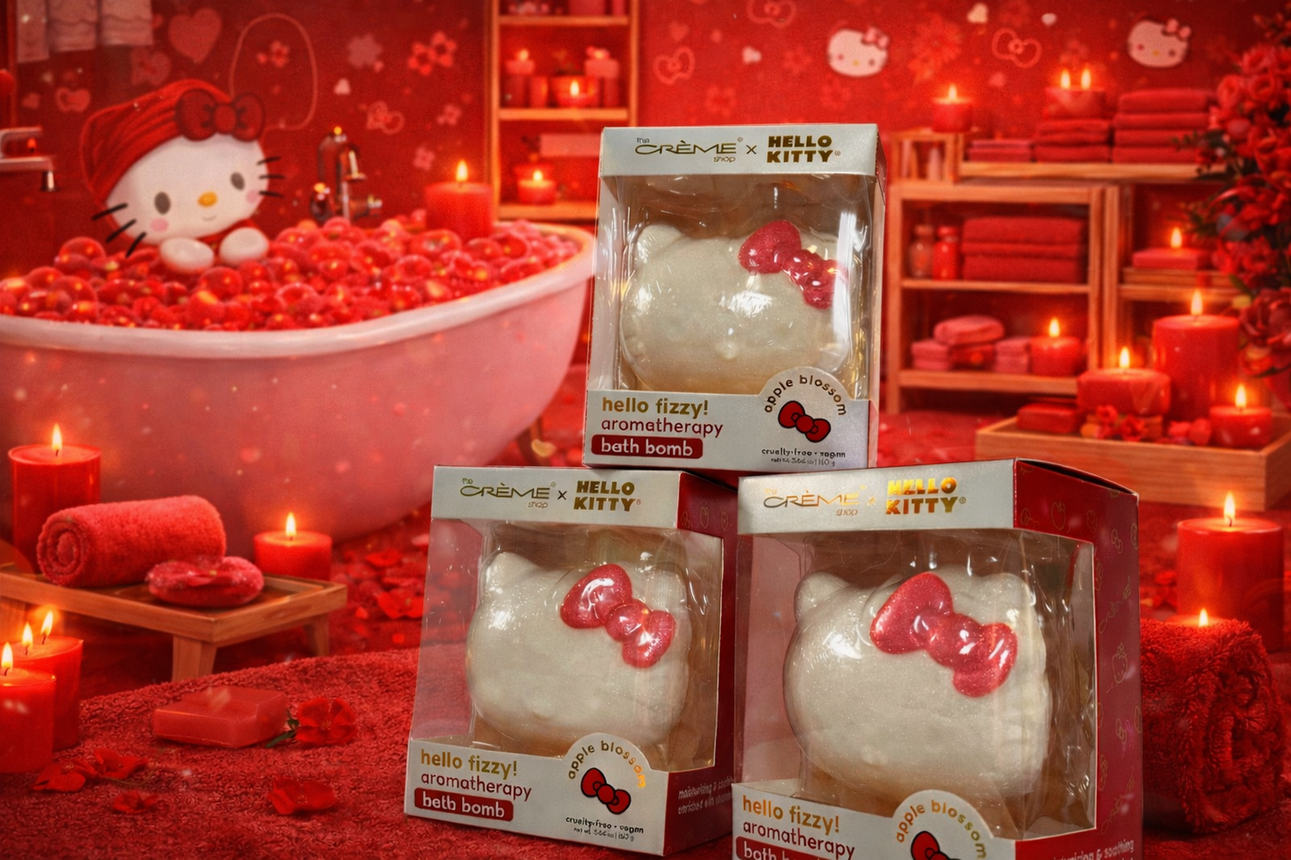 Hello Kitty x The Creme Shop Sanrio Apple Blossom Bath Bomb – Because Even Cute Needs a Break