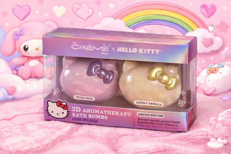 Hello Kitty x The Creme Shop Bath Bomb Duo Set – Vanilla & Rose | Licensed K-Beauty