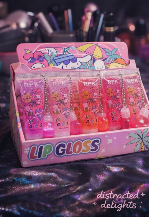 Hello Kitty Inspired Portable Lip Gloss WITH Refillable Heart Applicator