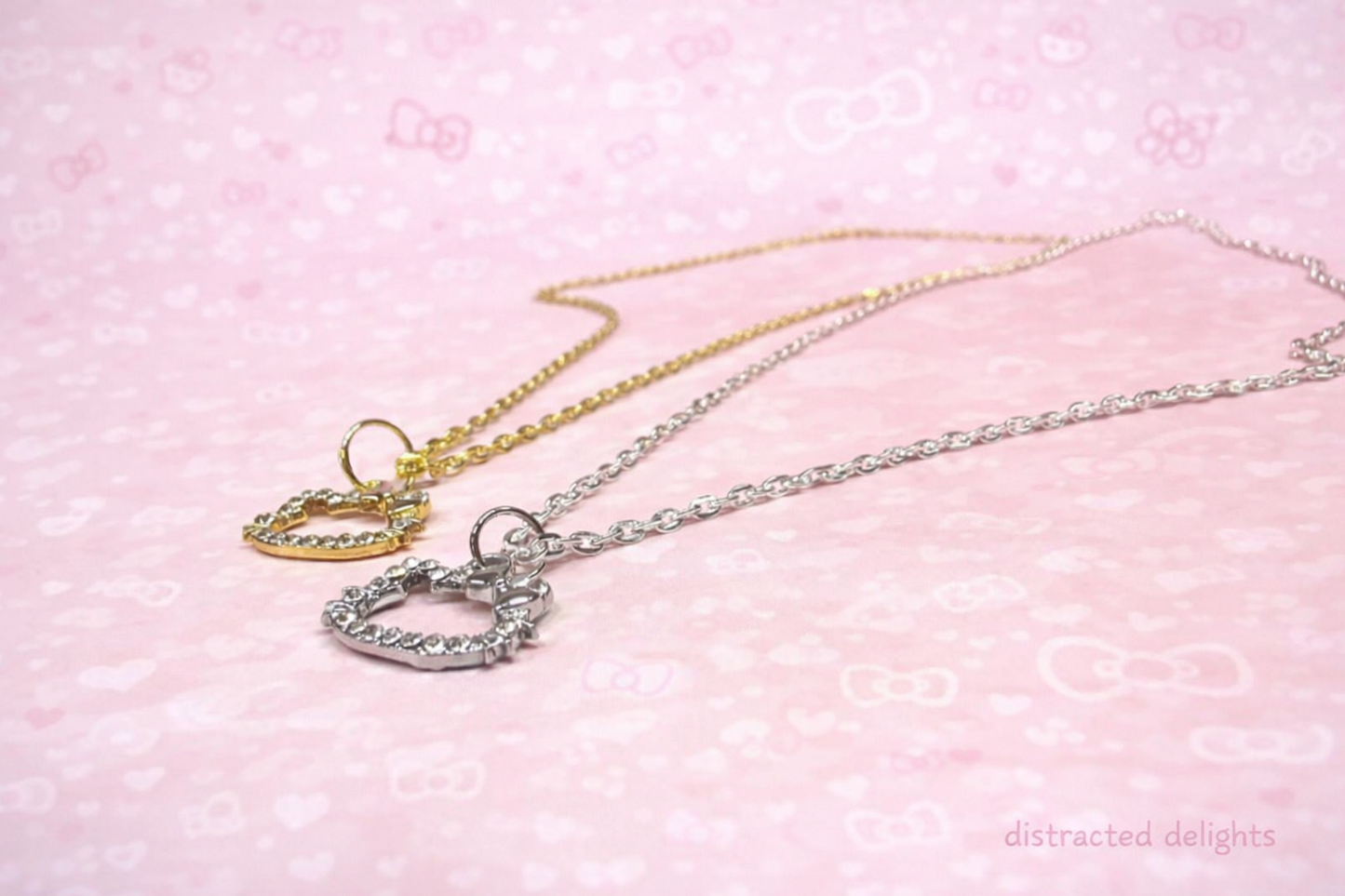 Hello Kitty Inspired Bling Rhinestone Pendant Necklace