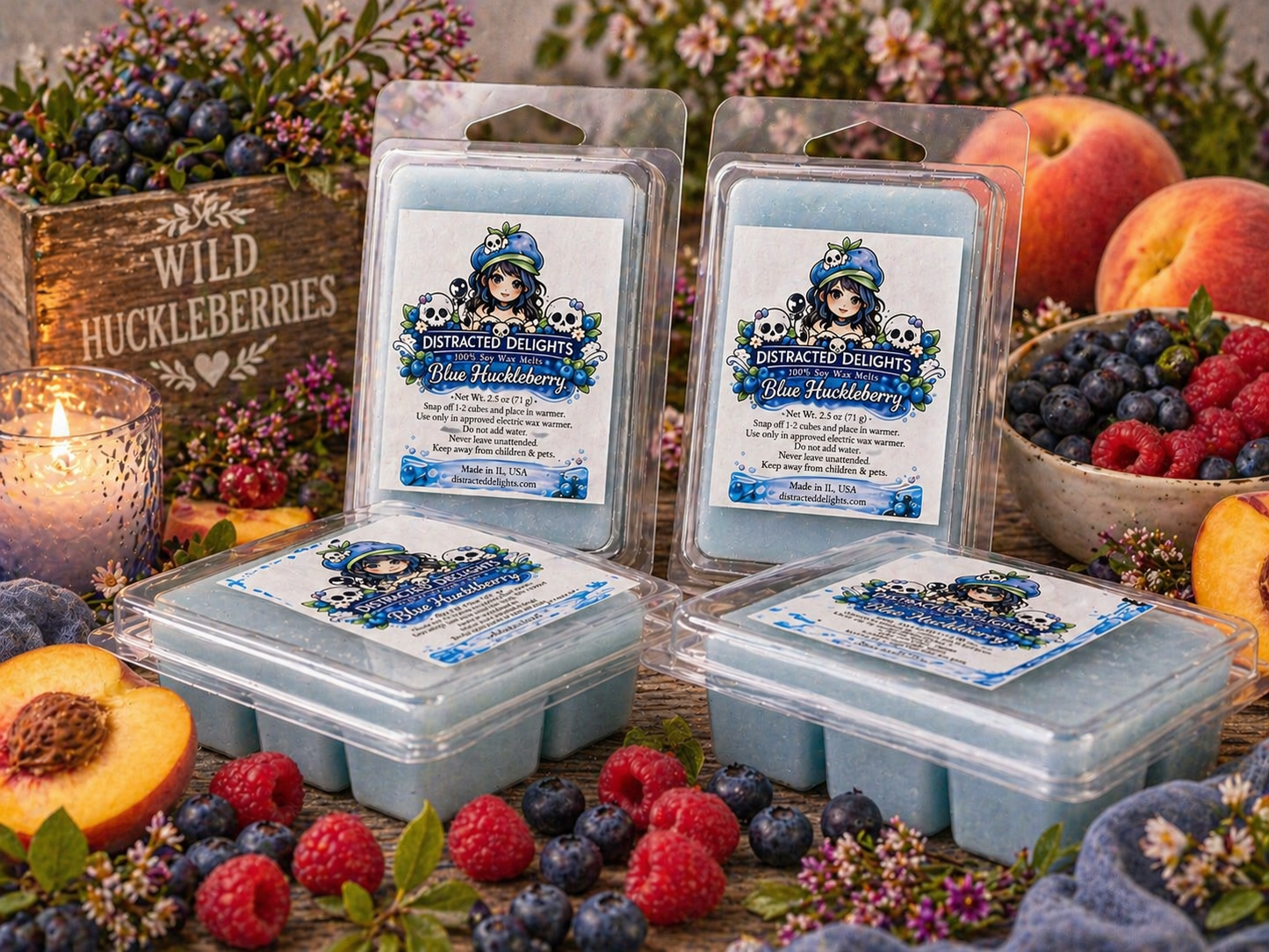 Blue Huckleberry Wax Melts | 100% Soy Wax Cubes | Fruity Scent Blend