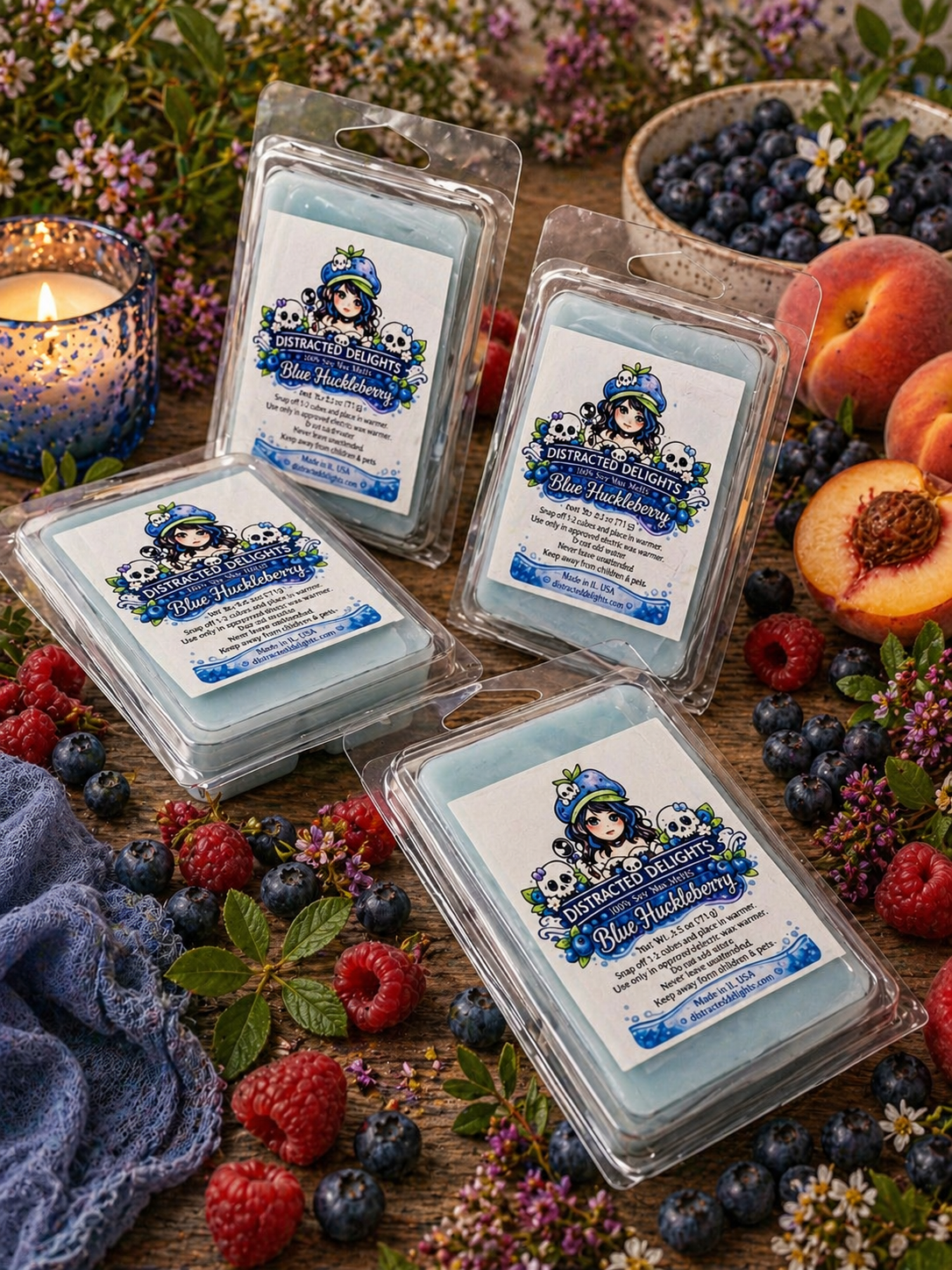 Blue Huckleberry Wax Melts | 100% Soy Wax Cubes | Fruity Scent Blend