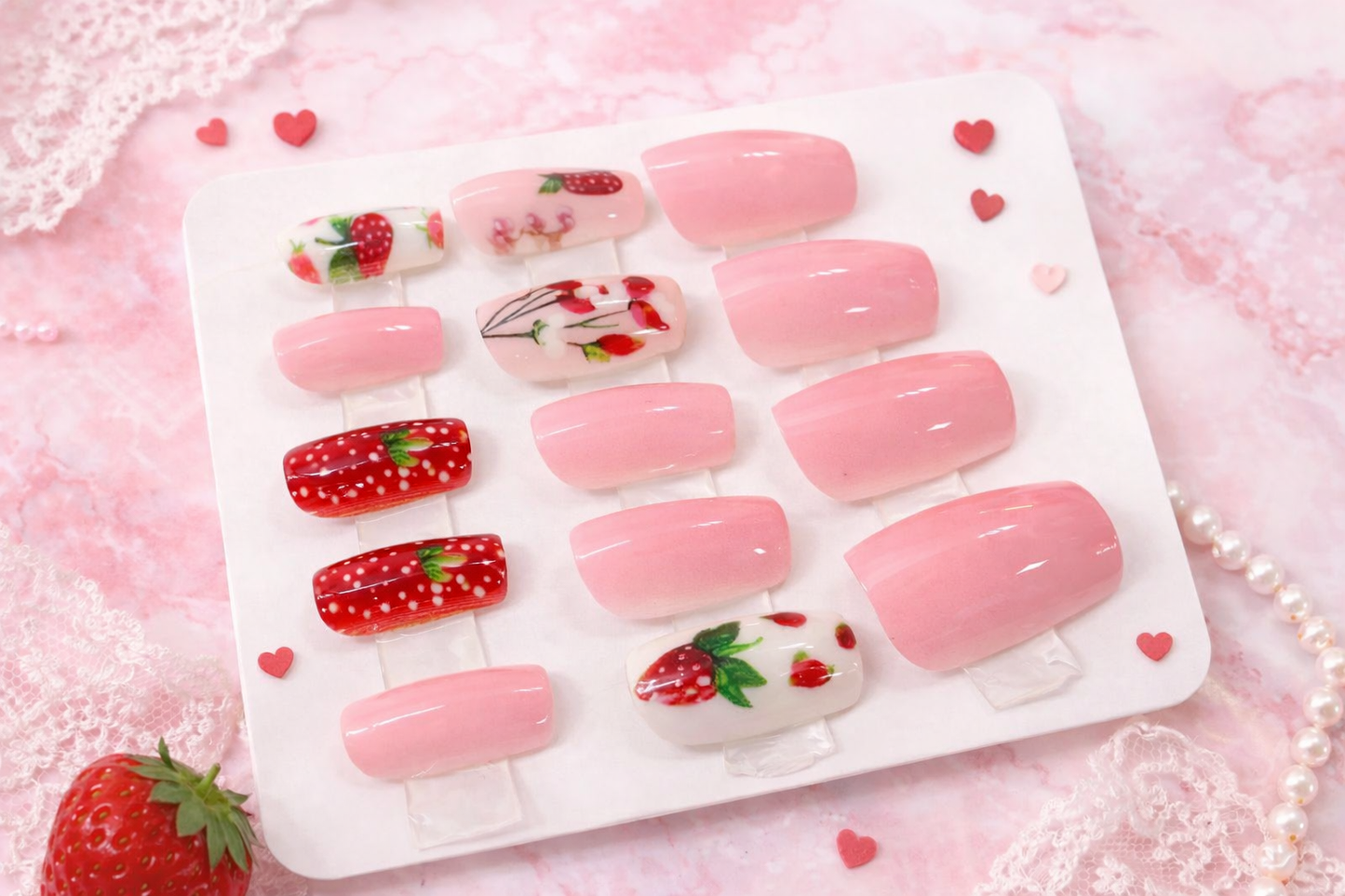 Strawberry Milkcore Nail Set