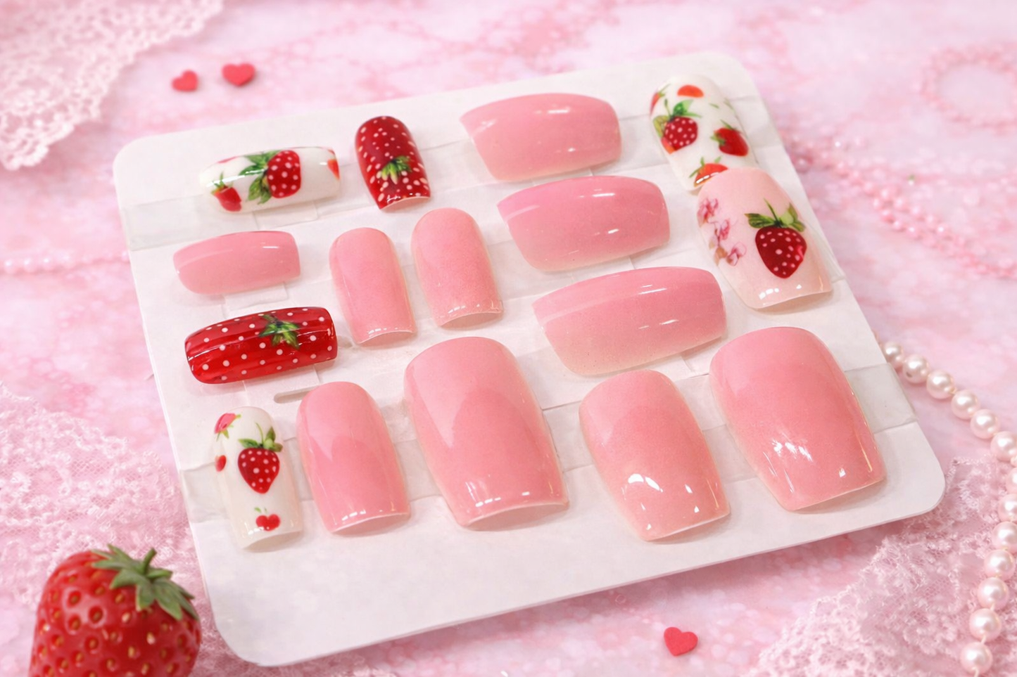 Strawberry Milkcore Nail Set