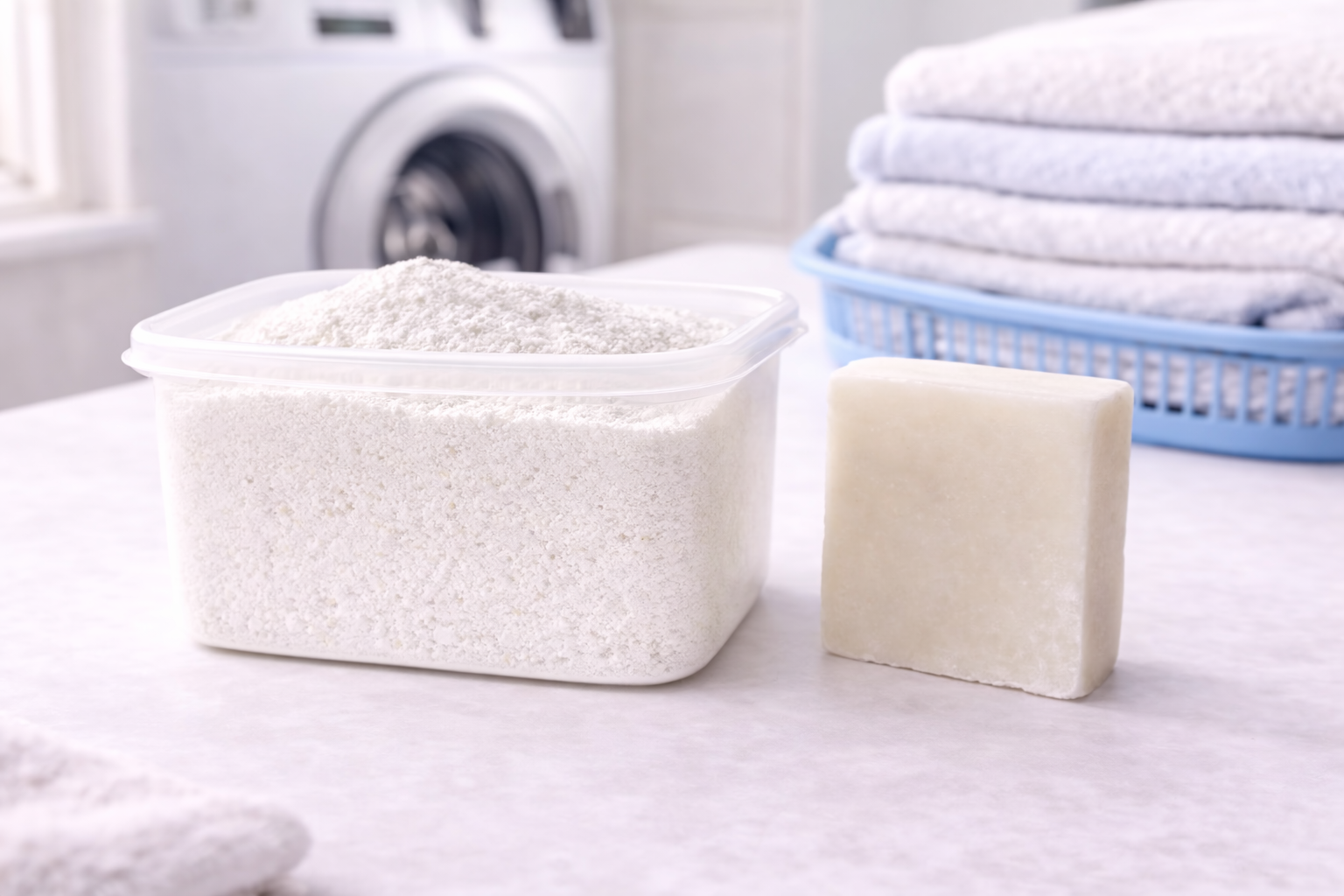 Powdered laundry detergent made from a handmade laundry soap bar
